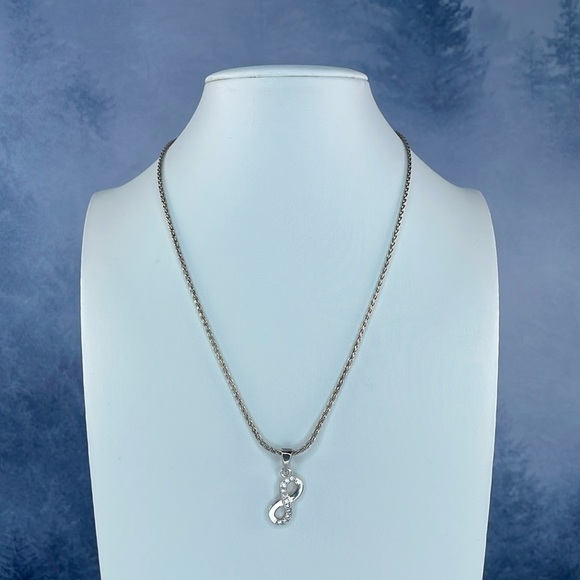 Silver 925 Infinity Crystal Necklace - Picture 1 of 9